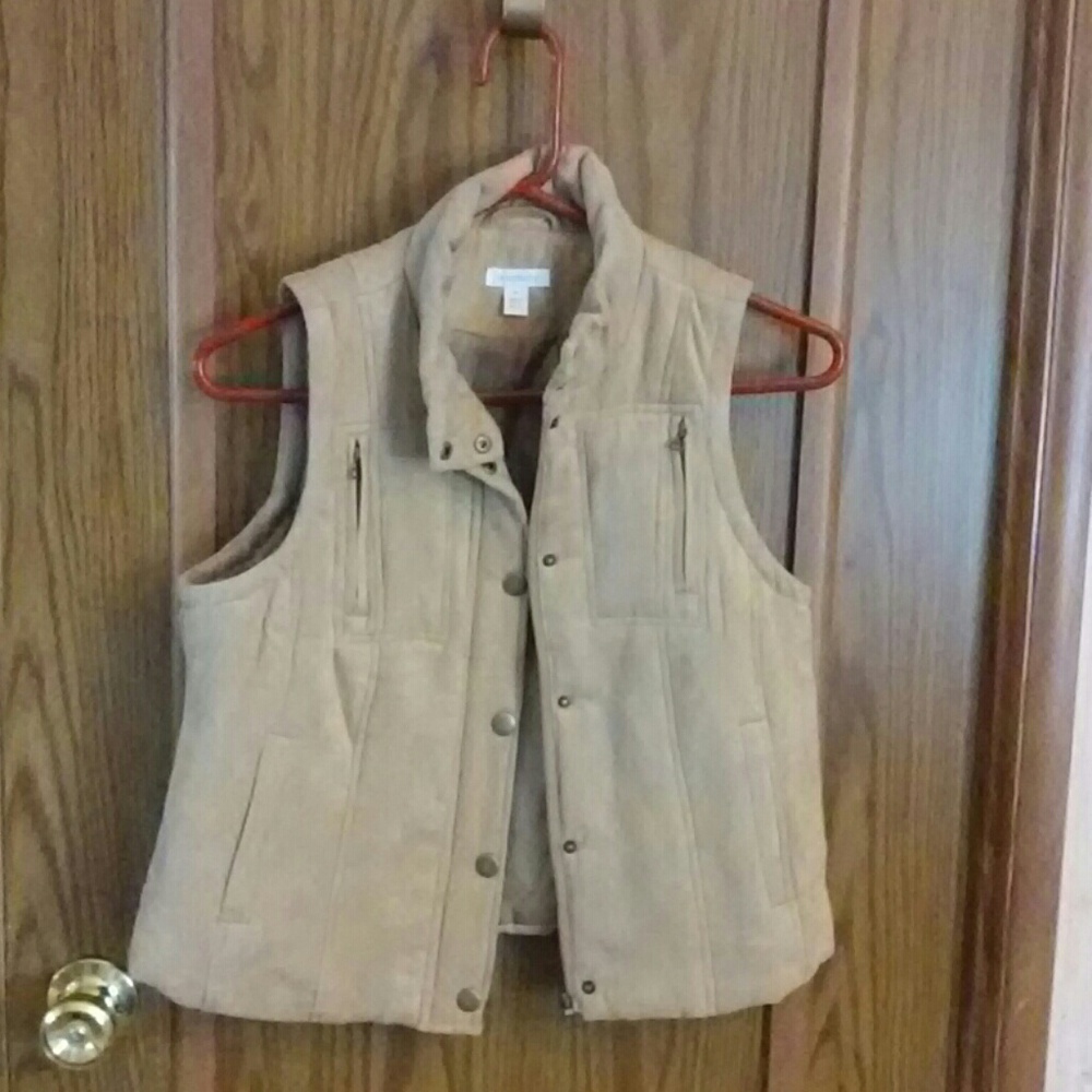 Relativity petite small faux suede tan vest